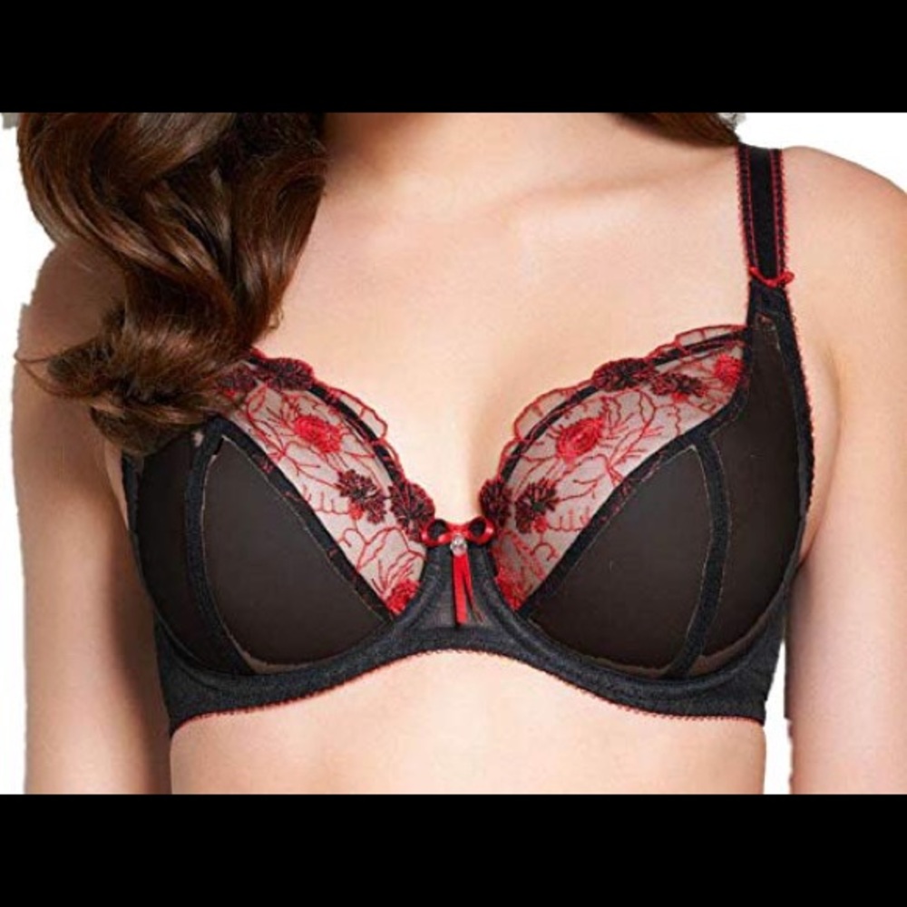 Freya Red and Black lace Balconette bra